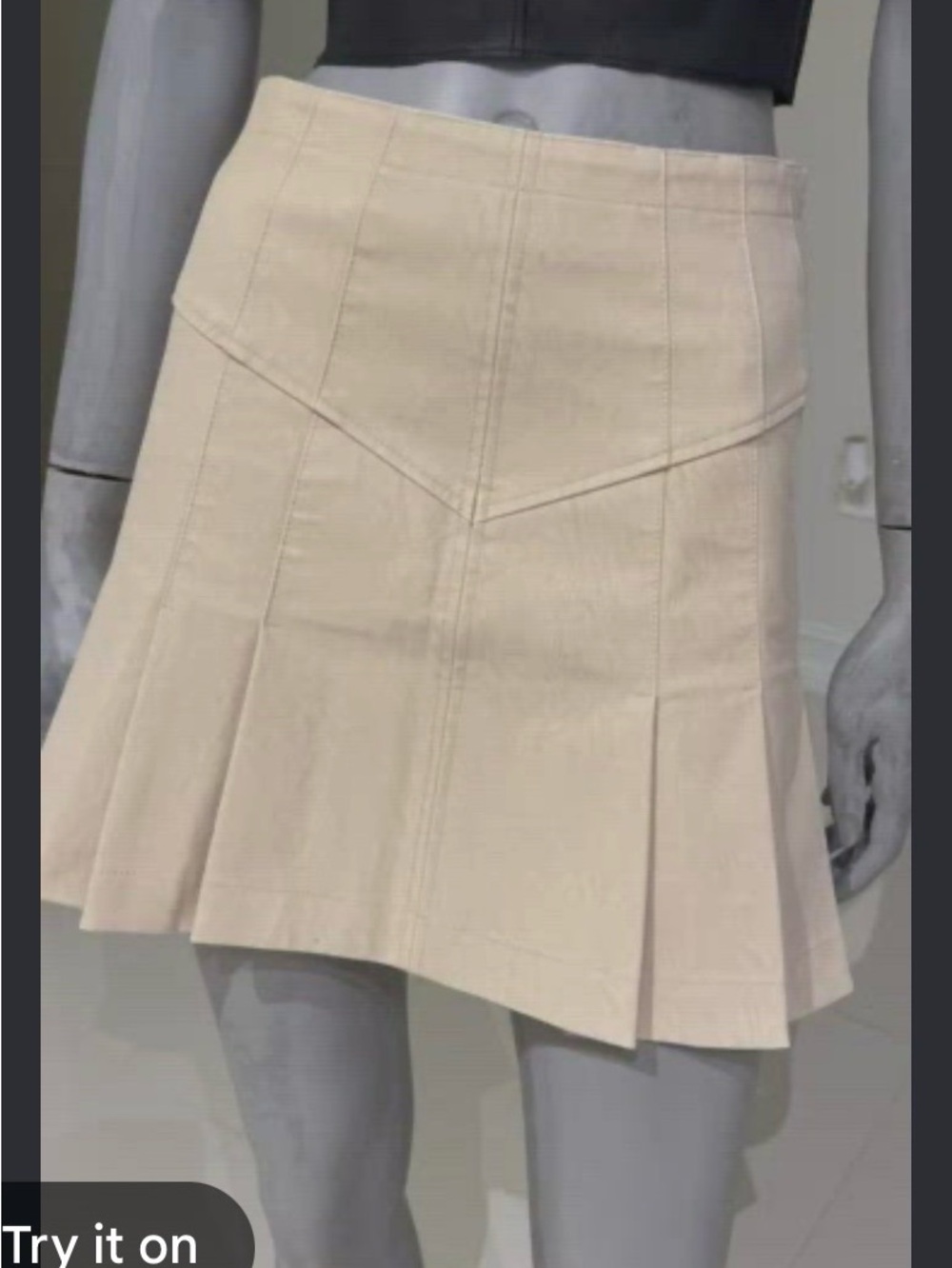 Free People Cream Pleated Faux Leather Mini Skirt